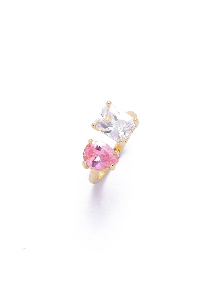 SALTY Mesmerize Toi-et-Moi Golden Ring For Women & Girls Finger Ring Jewellery Accessories