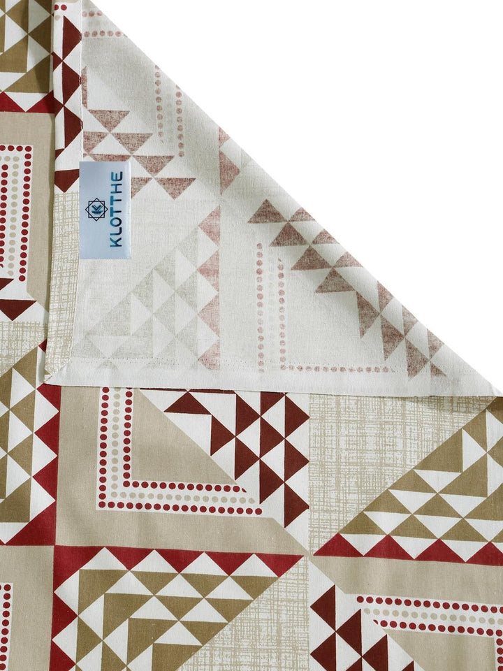 KLOTTHE Beige Geometric Cotton Single Bedsheets