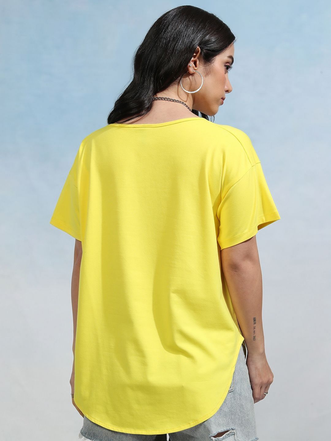 Tokyo Talkies Women Solid Boat Neck Cotton T-shirt