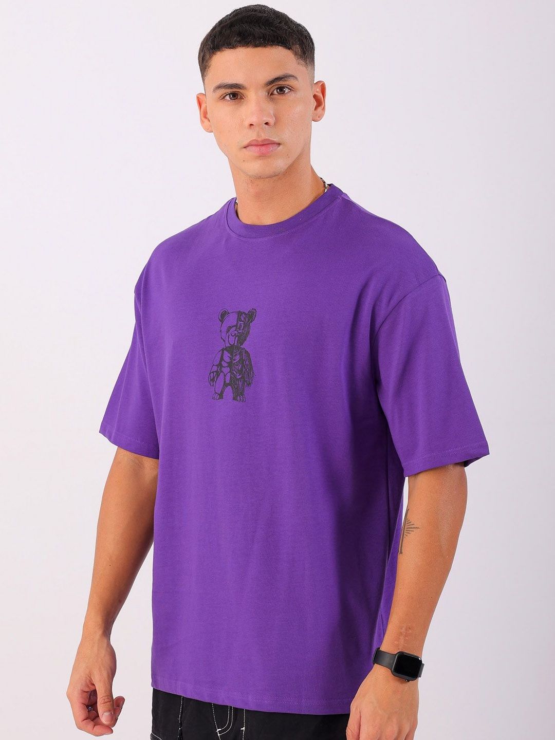 The Indian Garage Co Men Graphic Printed Round Neck Cotton Oversized T-Shirt