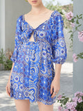 DressBerry Coachella Core Indie Printed Cut-Out Mini Dress