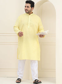 SOJANYA PLUS Checked Woven Design Pure Cotton Straight Kurta With Pyjama
