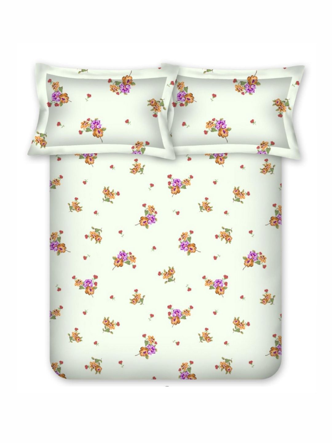 BOMBAY DYEING 525B Magenta Floral 164 TC Pure Cotton Queen Bedsheet Set