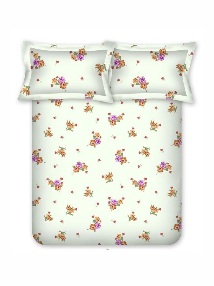 BOMBAY DYEING 525B Magenta Floral 164 TC Pure Cotton Queen Bedsheet Set