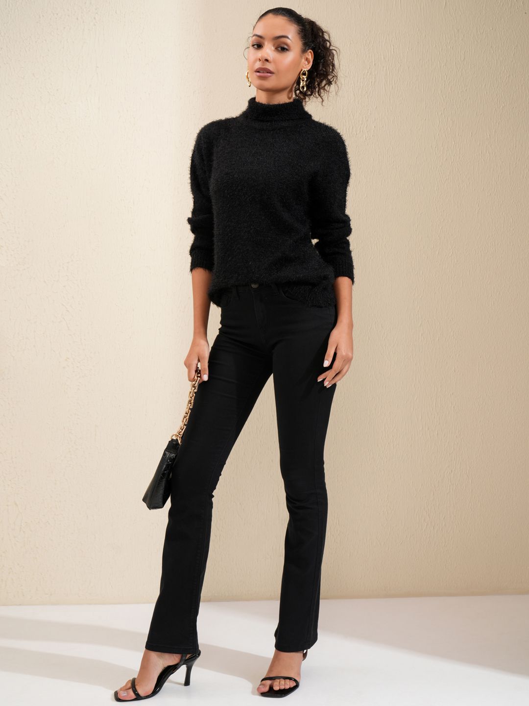 Tokyo Talkies Women Pullover with Fuzzy Detail