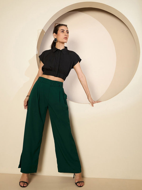 Antheaa Women Smart High-Rise Pleated comfort Trousers