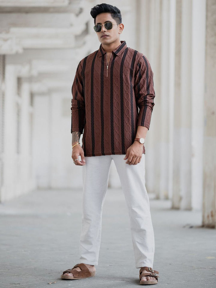 Powerlook Men Vertical Stripes Opaque Striped Casual Shirt