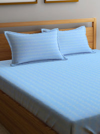 Myntra Elegant Homes Blue 300 TC King Bedsheet with 2 Pillow Covers