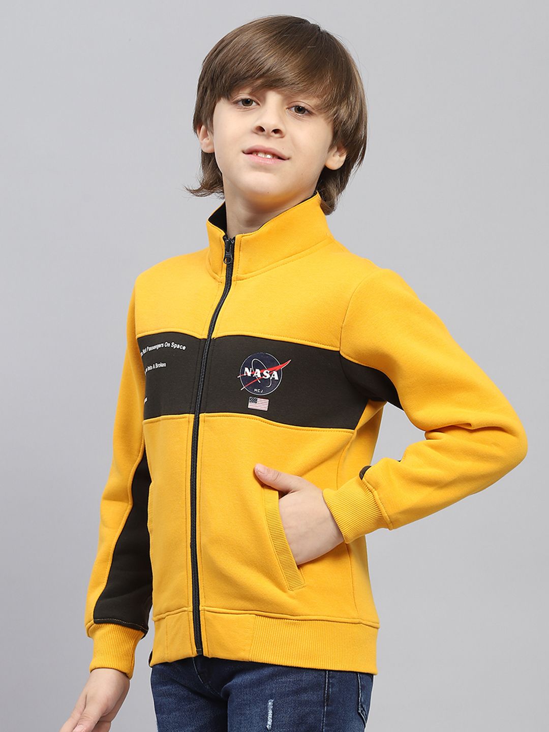 Monte Carlo Kids Boys Mock Collar Striped Sweatshirt