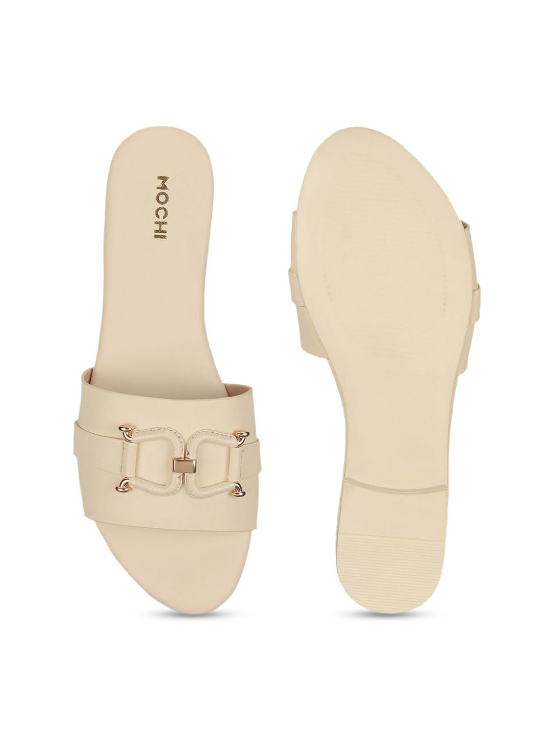 Mochi Women Open Toe Flats with Buckles