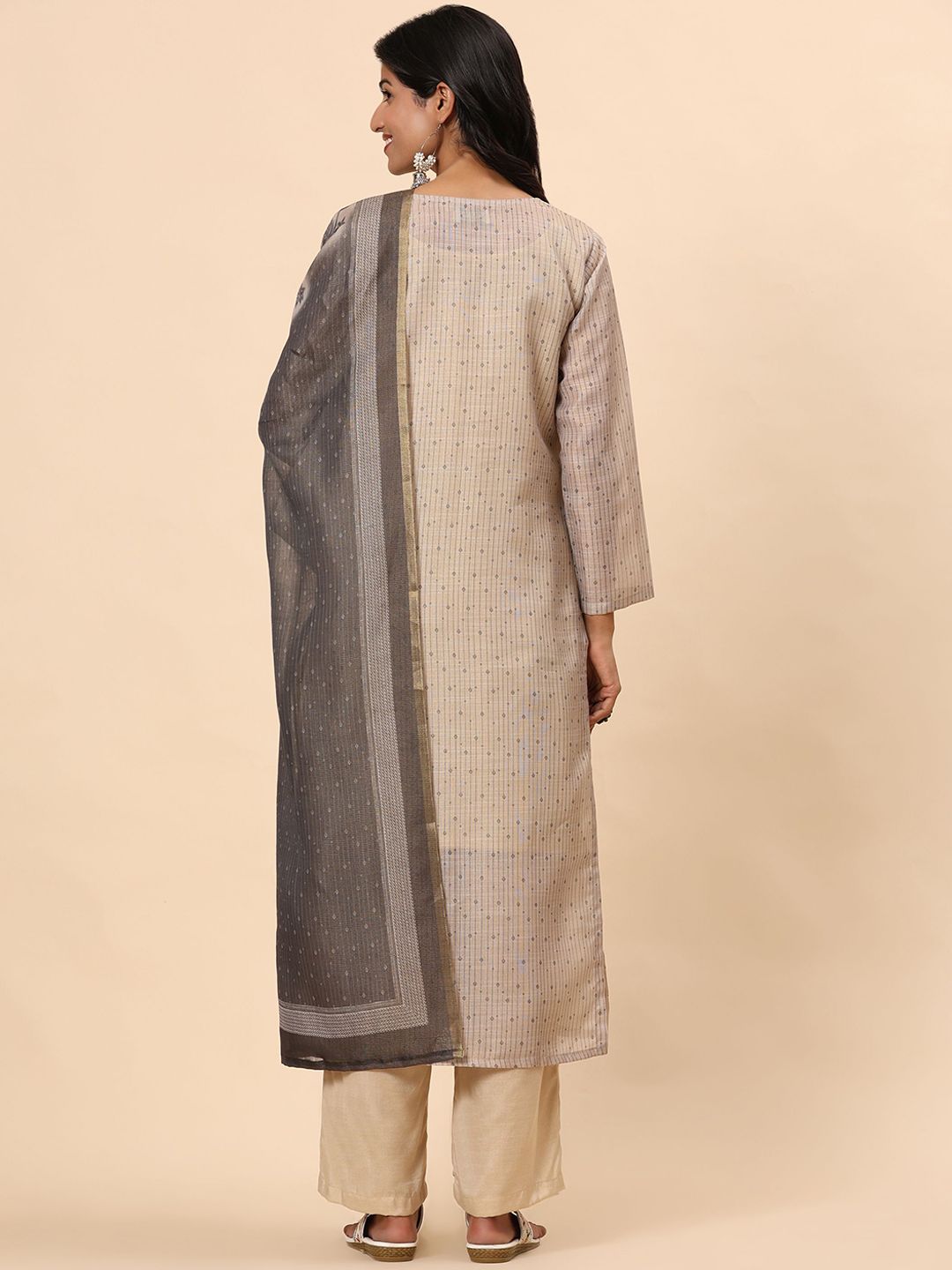 Mamicha Women Floral Embroidered Regular Pure Cotton Kurta with Palazzo & Dupatta