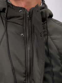 The Indian Garage Co Men Hooded Solid Puffer Utility Jacket