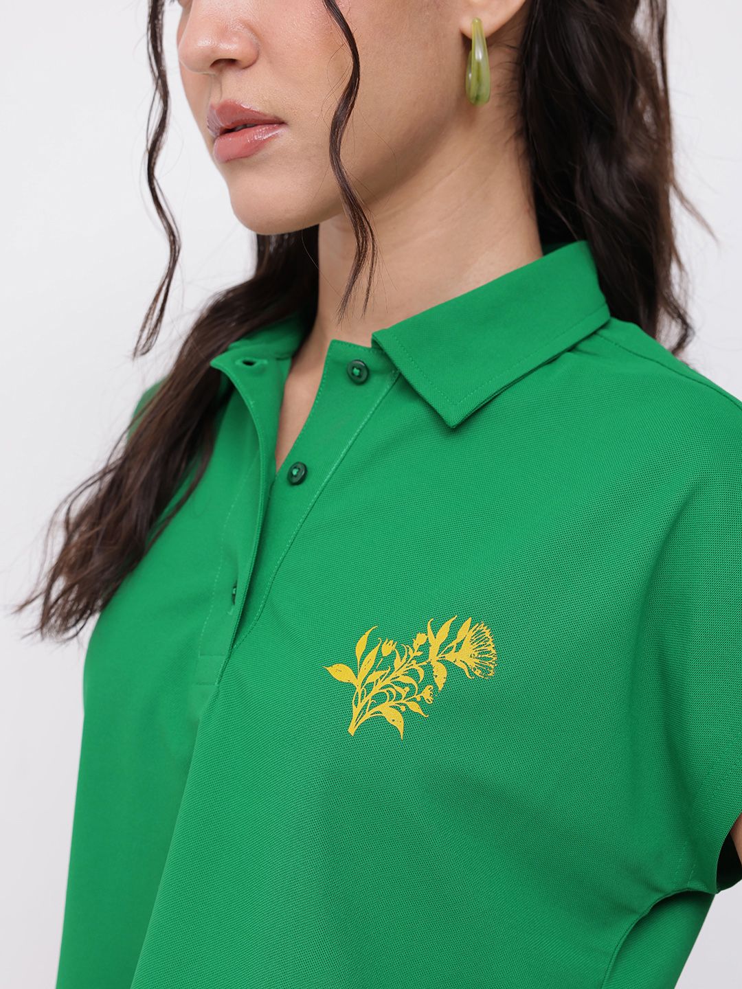 DressBerry Cheerful Summer Vibe Polo Collar Crop T-shirt