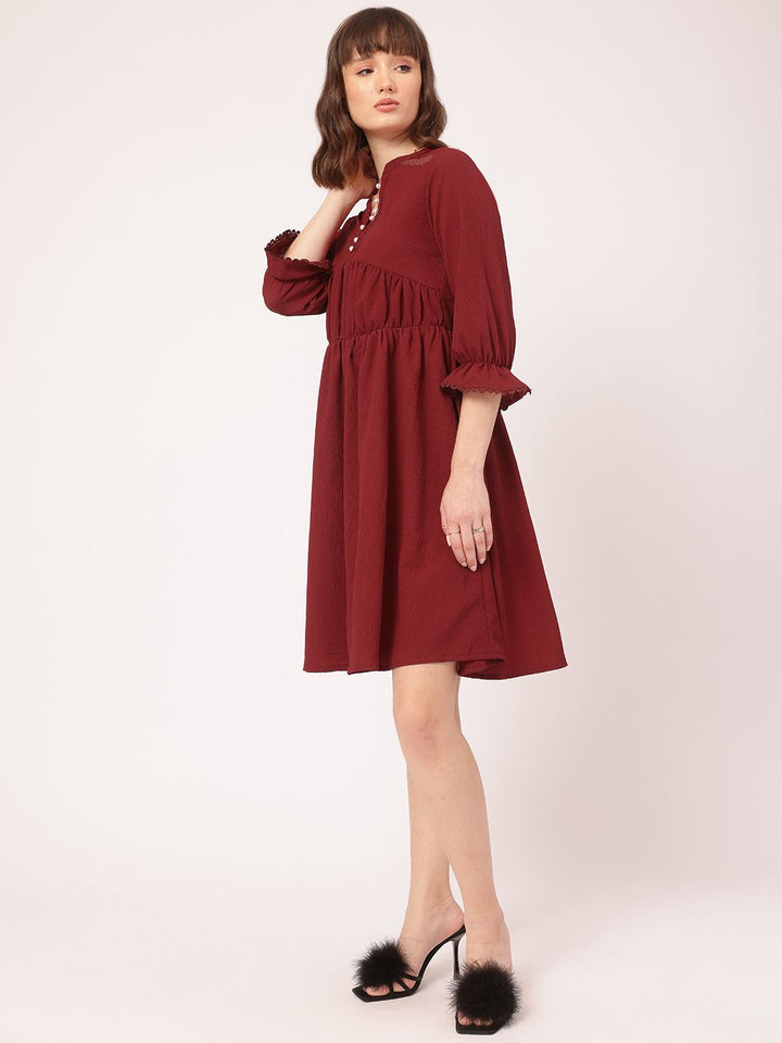 DressBerry Radiant Reflections Crinkled Bell Sleeve A-line Dress