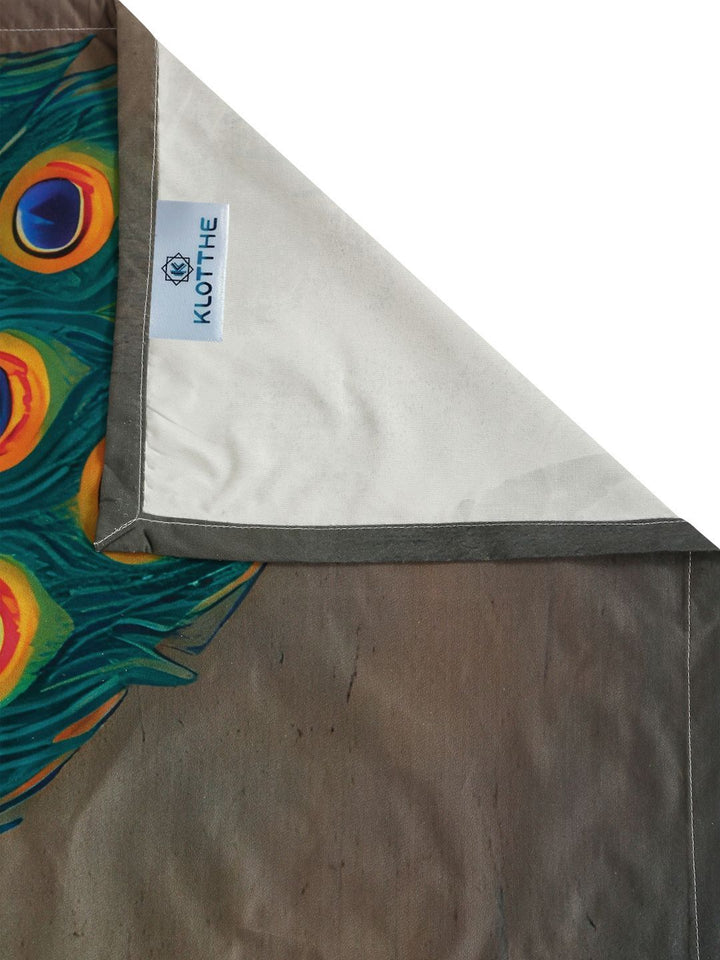 KLOTTHE Green & Brown Ethanic Motifs Printed Flat 300 TC King Bedsheet With 2 Pillow Cover