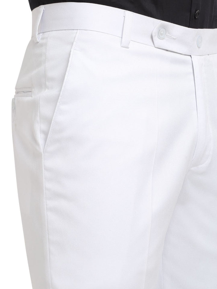 KLOTTHE Men White Slim Fit Mid-Rise Cotton Formal Gurkha Pants