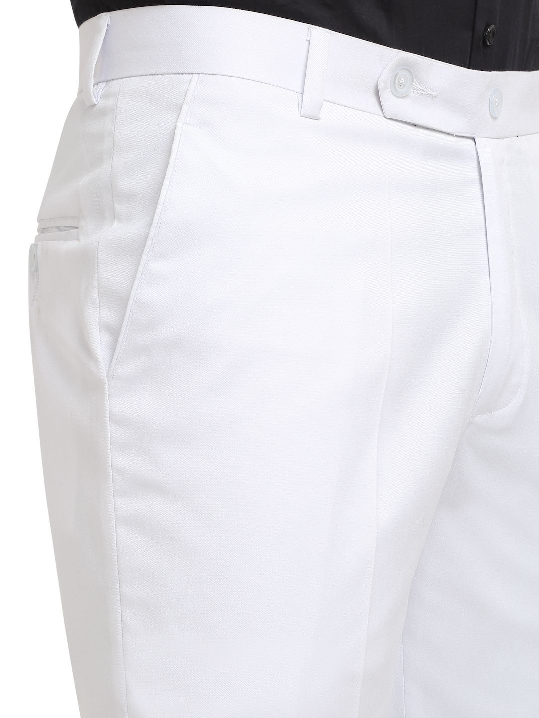 KLOTTHE Men White Slim Fit Mid-Rise Cotton Formal Gurkha Pants