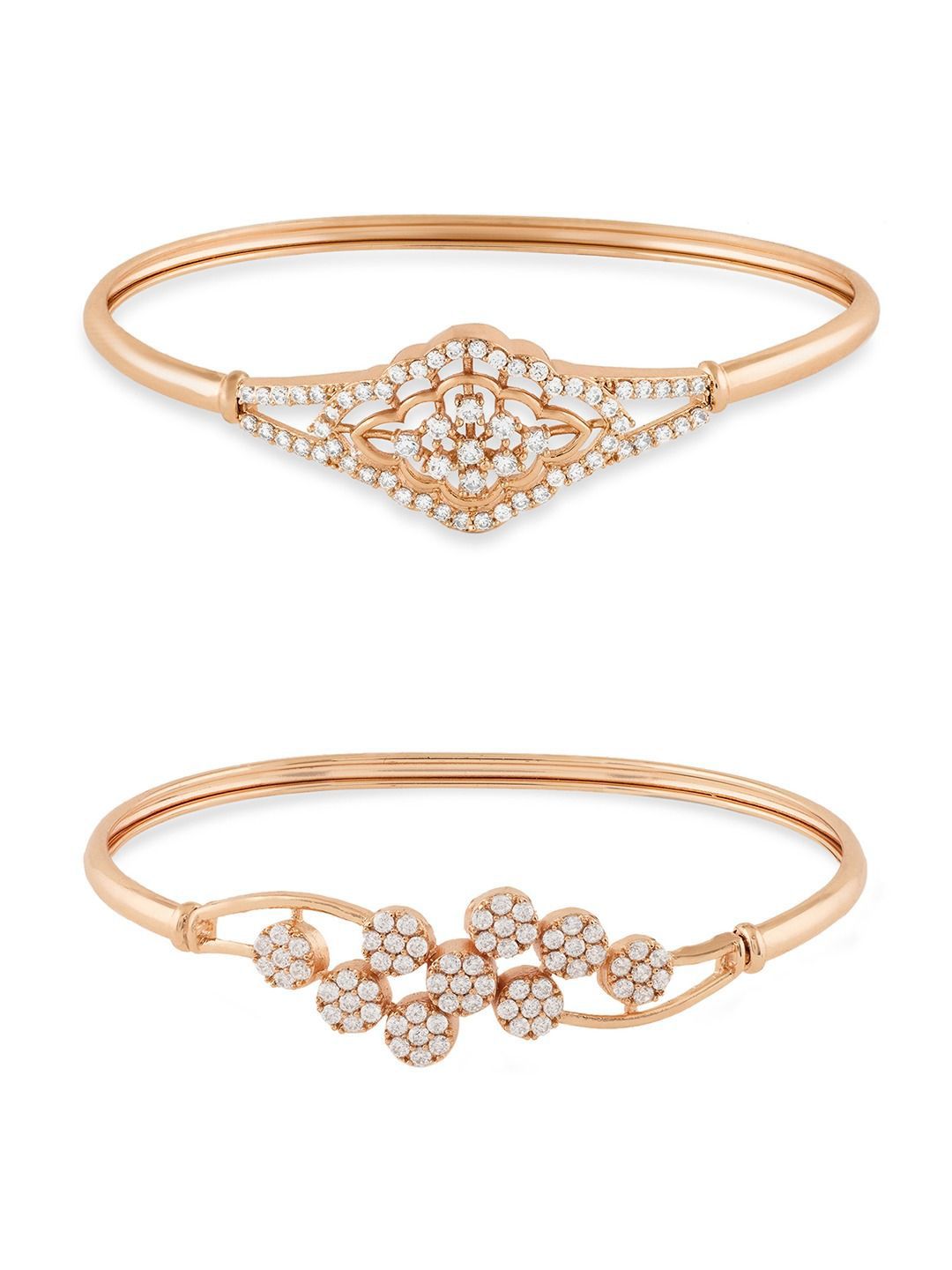 Set Mutiara Zaveri 2 Gelang Kada Cubic Zirconia Bersalut Emas Rose