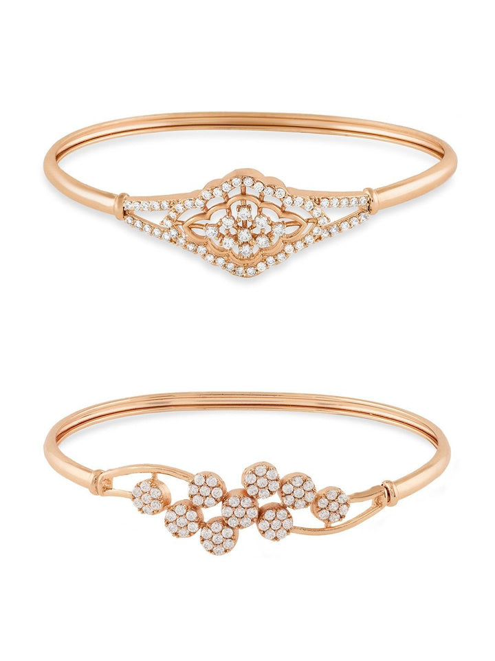 Set Mutiara Zaveri 2 Gelang Kada Cubic Zirconia Bersalut Emas Rose