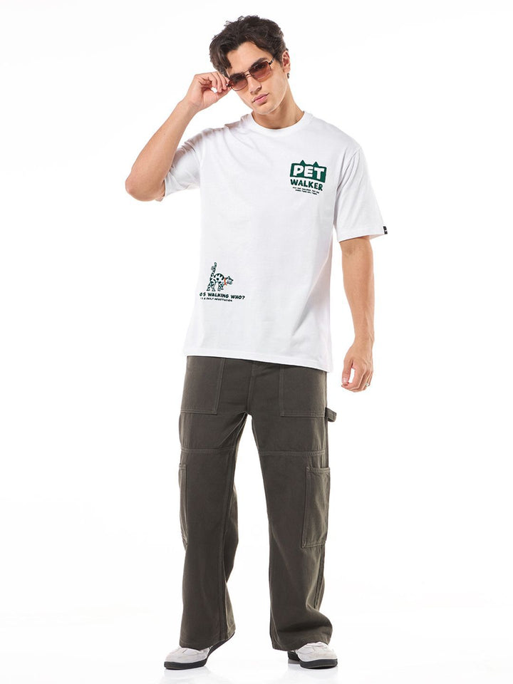Bewakoof Men Graphic Printed Round Neck Cotton Pure Cotton Oversized T-shirt