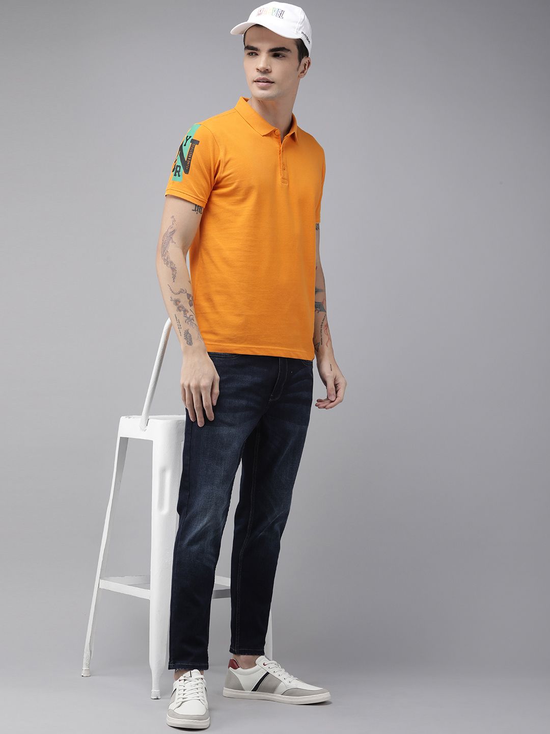 SPYKAR Men Solid Polo Collar Pure Cotton Slim Fit T-shirt