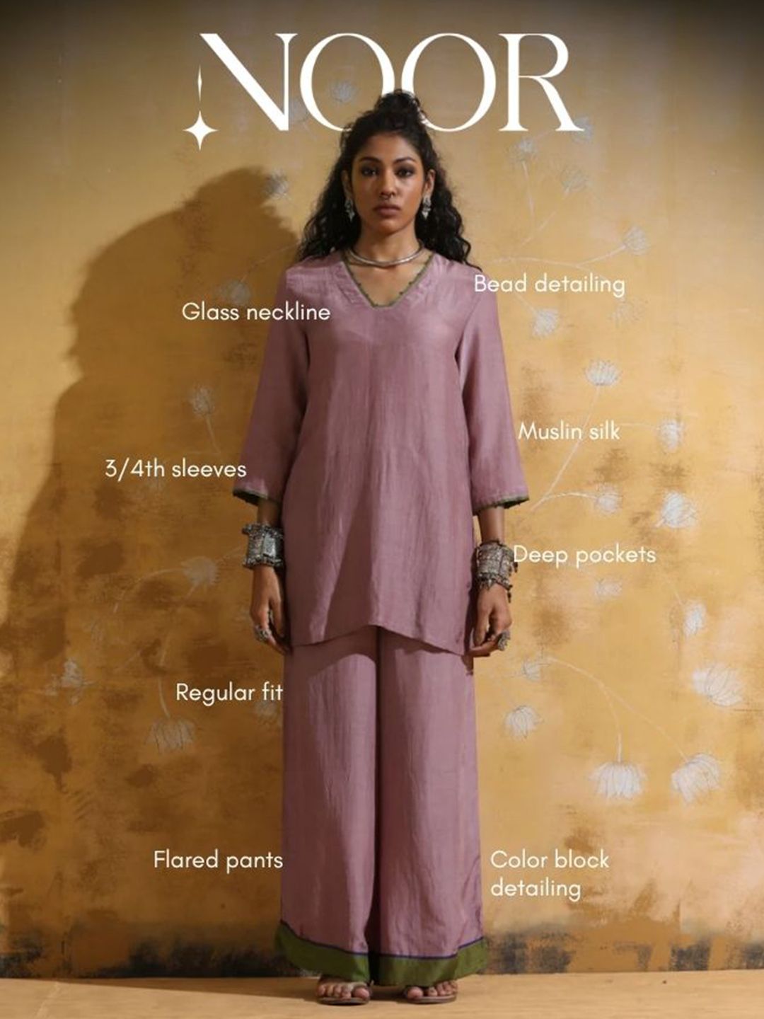 trueBrowns Muslin Silk Tunic With Trousers Co-Ords