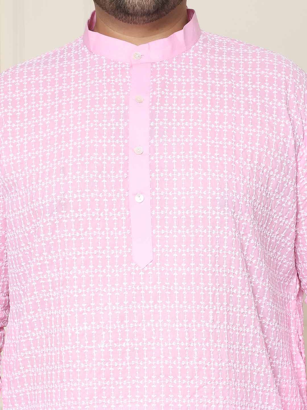 SOJANYA PLUS Geometric Embroidered Mandarin Collar Pure Cotton Straight Kurta