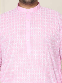 SOJANYA PLUS Geometric Embroidered Mandarin Collar Pure Cotton Straight Kurta