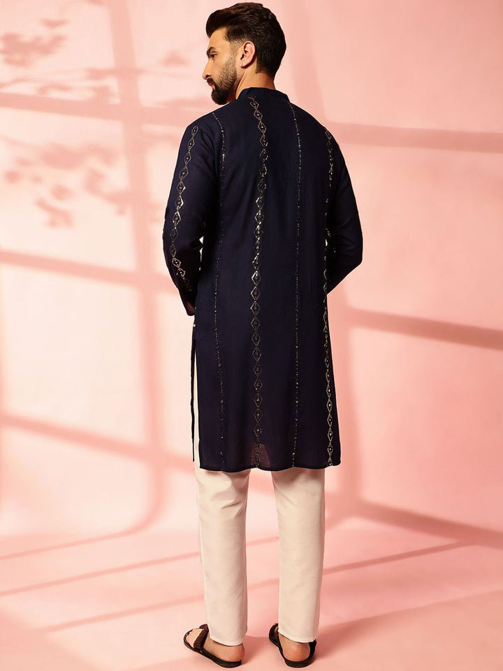 Anouk Men Embroidered Regular Mirror Work Pure Cotton Kurta with Pyjamas