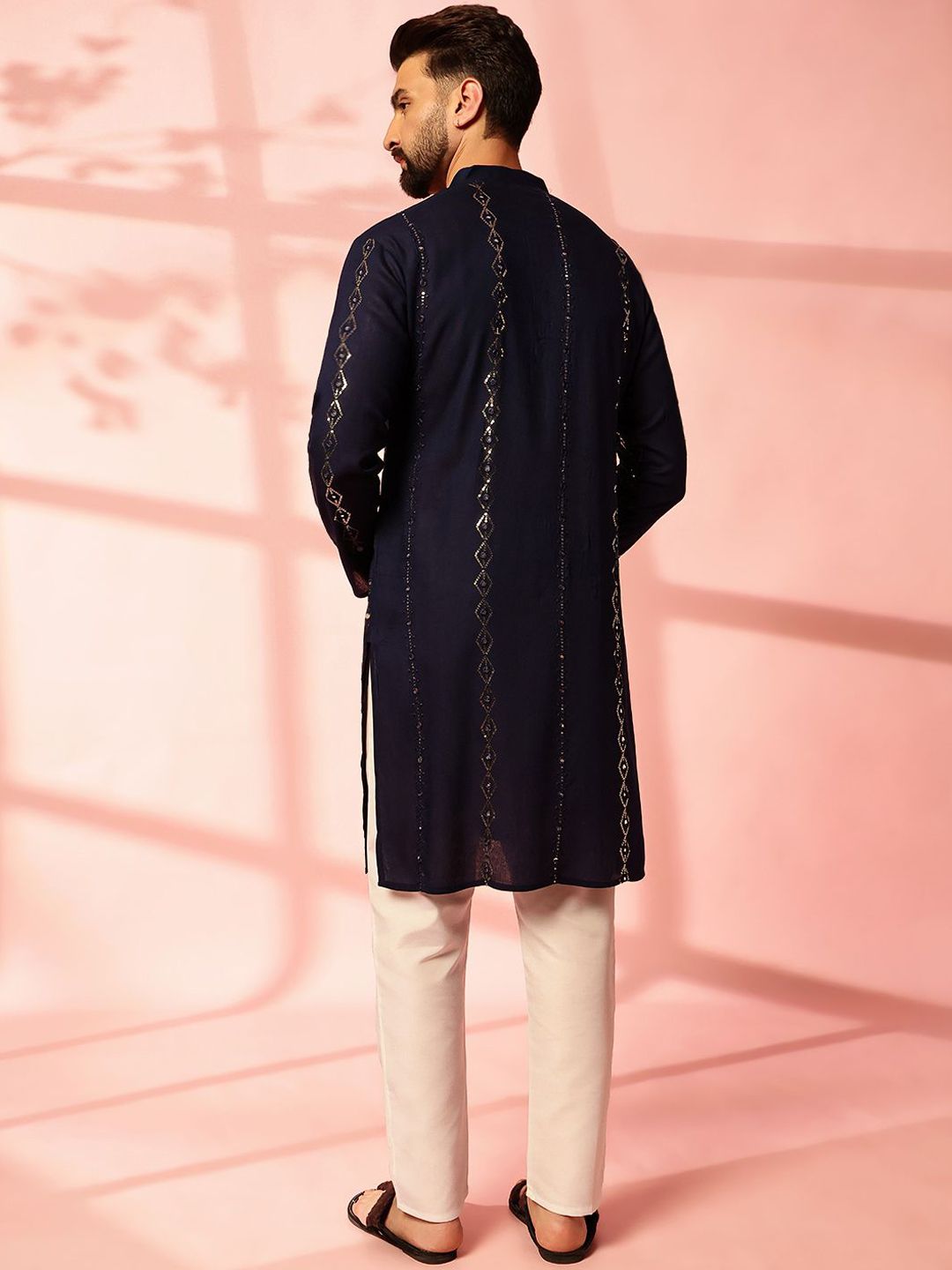 Anouk Men Embroidered Regular Mirror Work Pure Cotton Kurta with Pyjamas