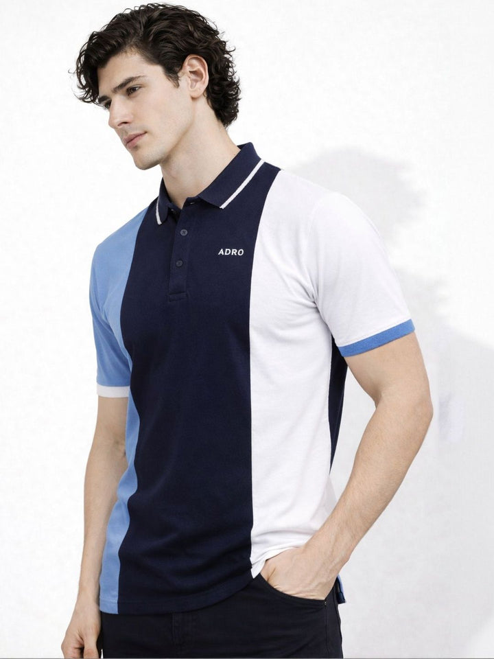 ADRO Men Colourblocked Polo Collar T-shirt