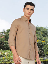 Thomas Scott Men Premium Slim Fit Solid Button-Down Collar Casual Shirt