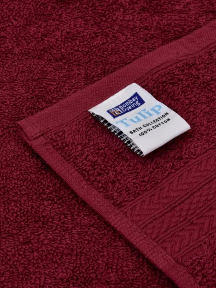 BOMBAY DYEING Tulip Maroon 4 Pieces Pure Cotton 450 GSM Towel Set
