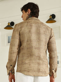 Campus Sutra Comfort Textured Spread Collar Casual Shirt