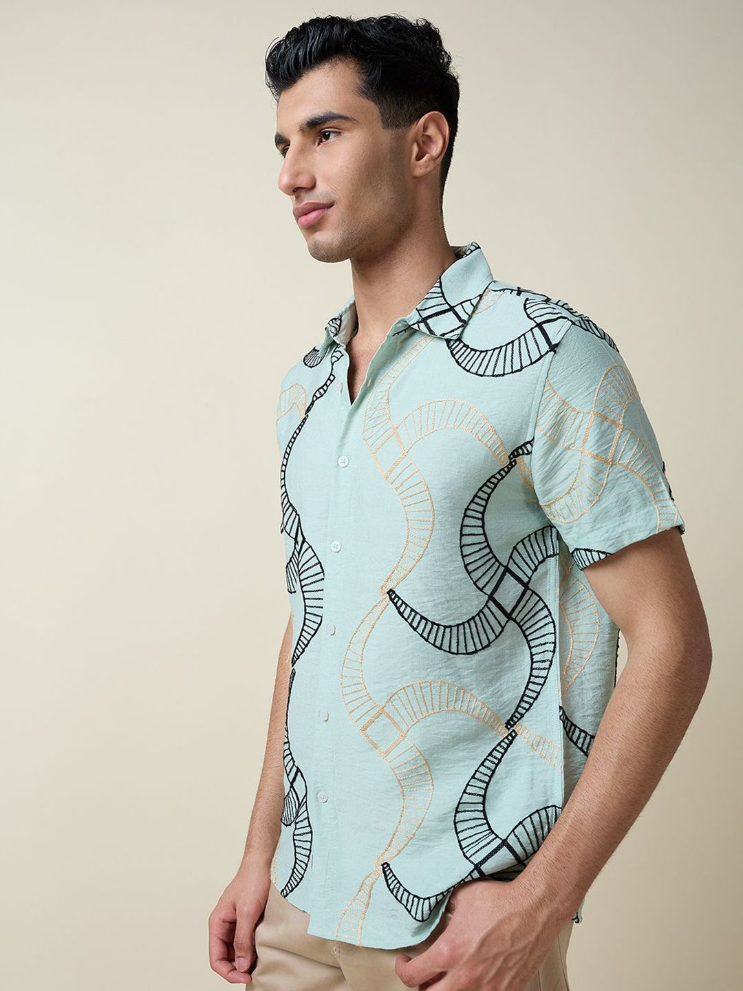 Thomas Scott Men Embroidered Regular Fit Casual Shirt