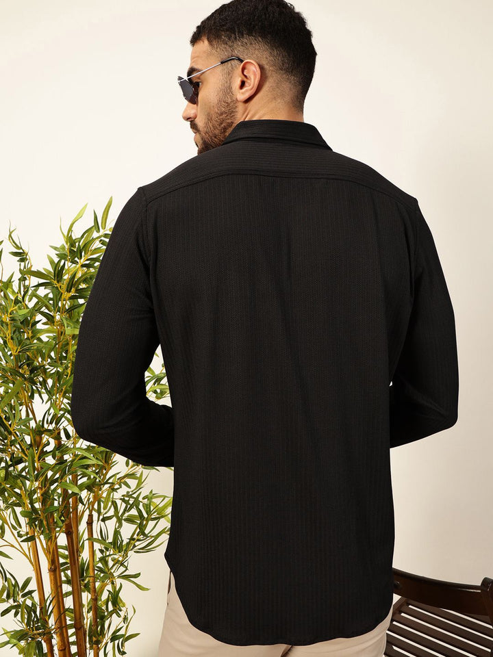 Thomas Scott 
Men Premium Slim Fit Vertical Stripes Textured Casual Shirt