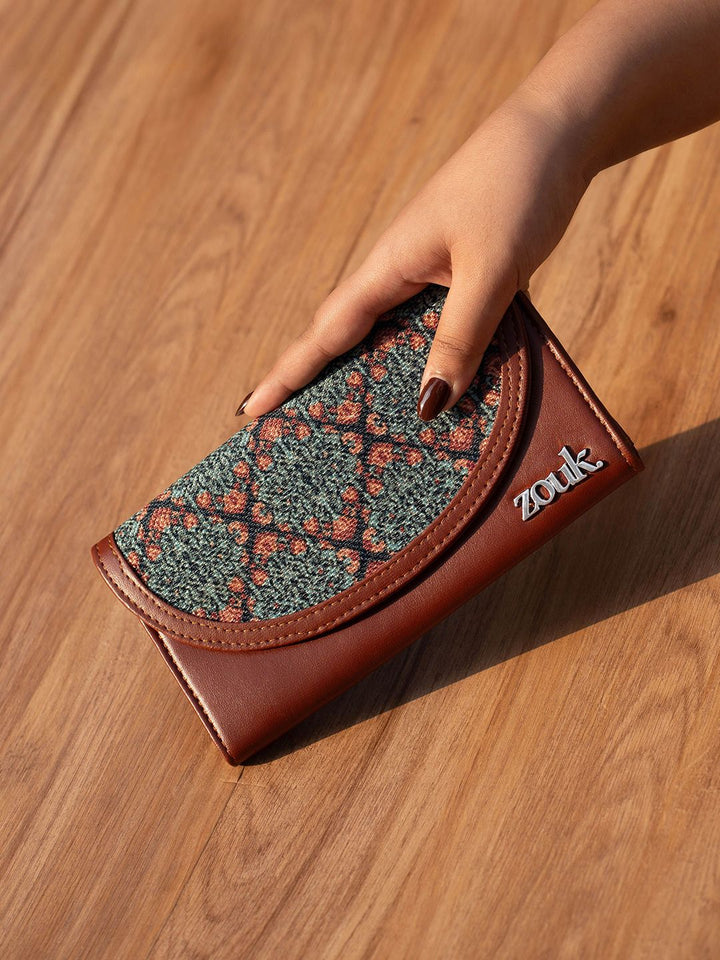 Zouk Wanita Etnik Motif Dicetak Kolkata Nouveau Kyra Flap Wallet