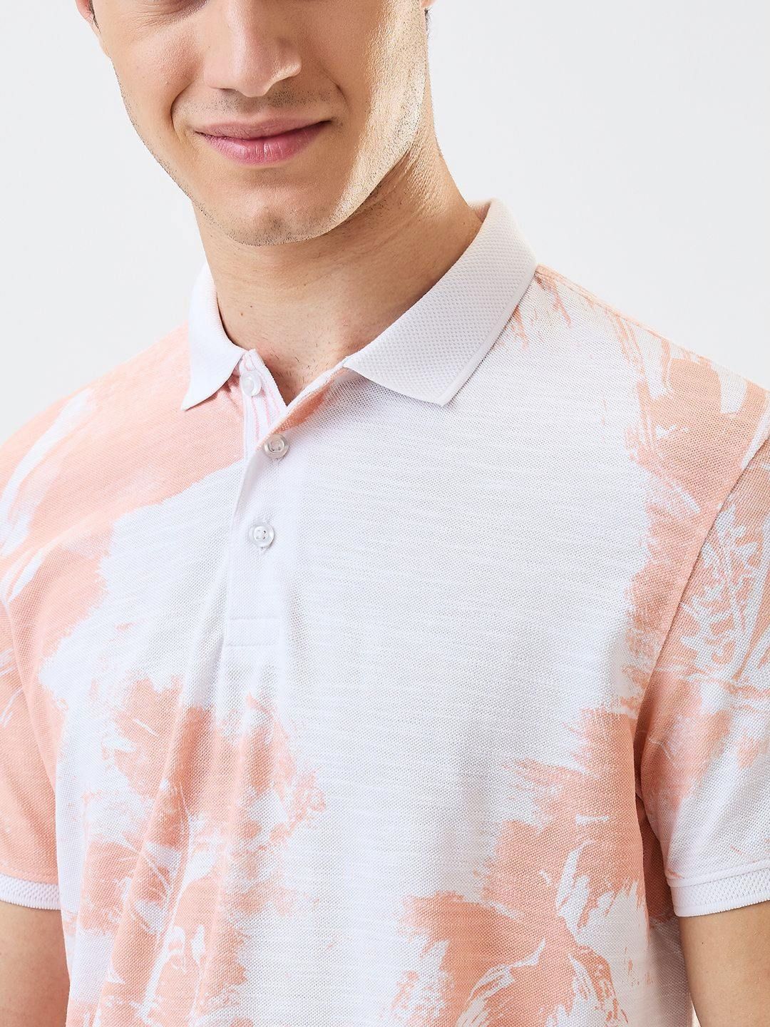 SPYKAR Men Abstract Printed Polo Collar Cotton Slim Fit T-shirt
