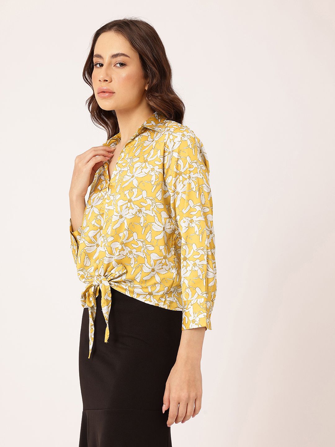DressBerry Sunshine & Petals Waist Knot Shirt