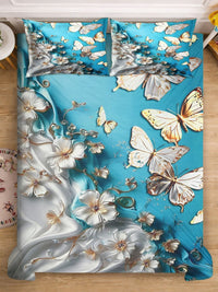 Myntra Elegant Homes Blue Floral 400 TC King 7D Cadar Dengan 2 Sarung Bantal-250X225 cm
