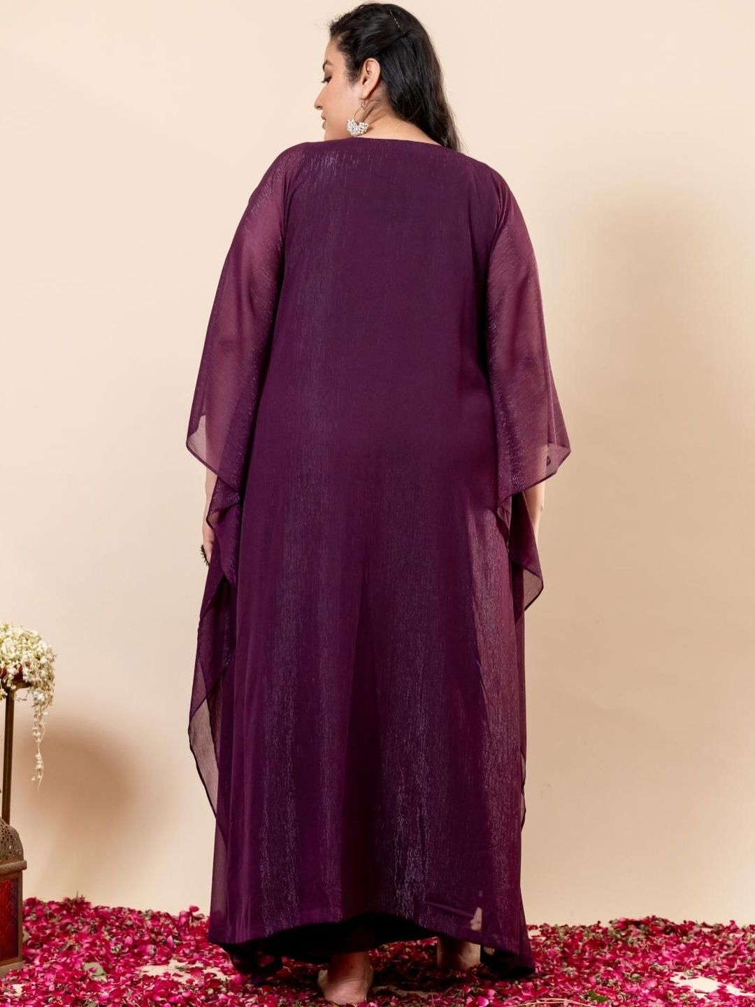 Set Kaftan & Seluar Co-Ords Sulam Mamicha Mehfil V-Neck