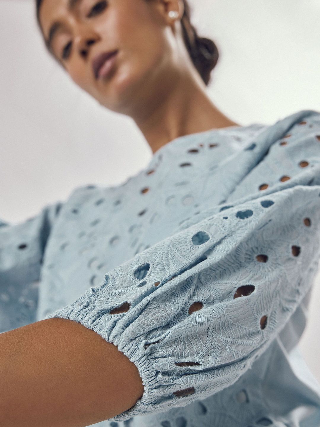 The Label Life Floral Print Puff Sleeve Pure Cotton Top