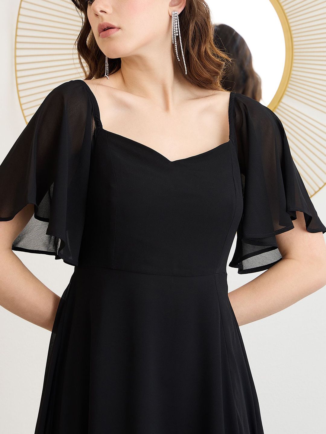 Berrylush Flutter Sleeve Georgette Maxi Dress