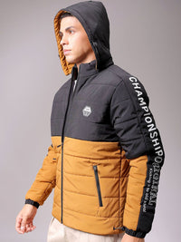 The Indian Garage Co Men Hooded Colourblocked Casual Puffer Jacket
