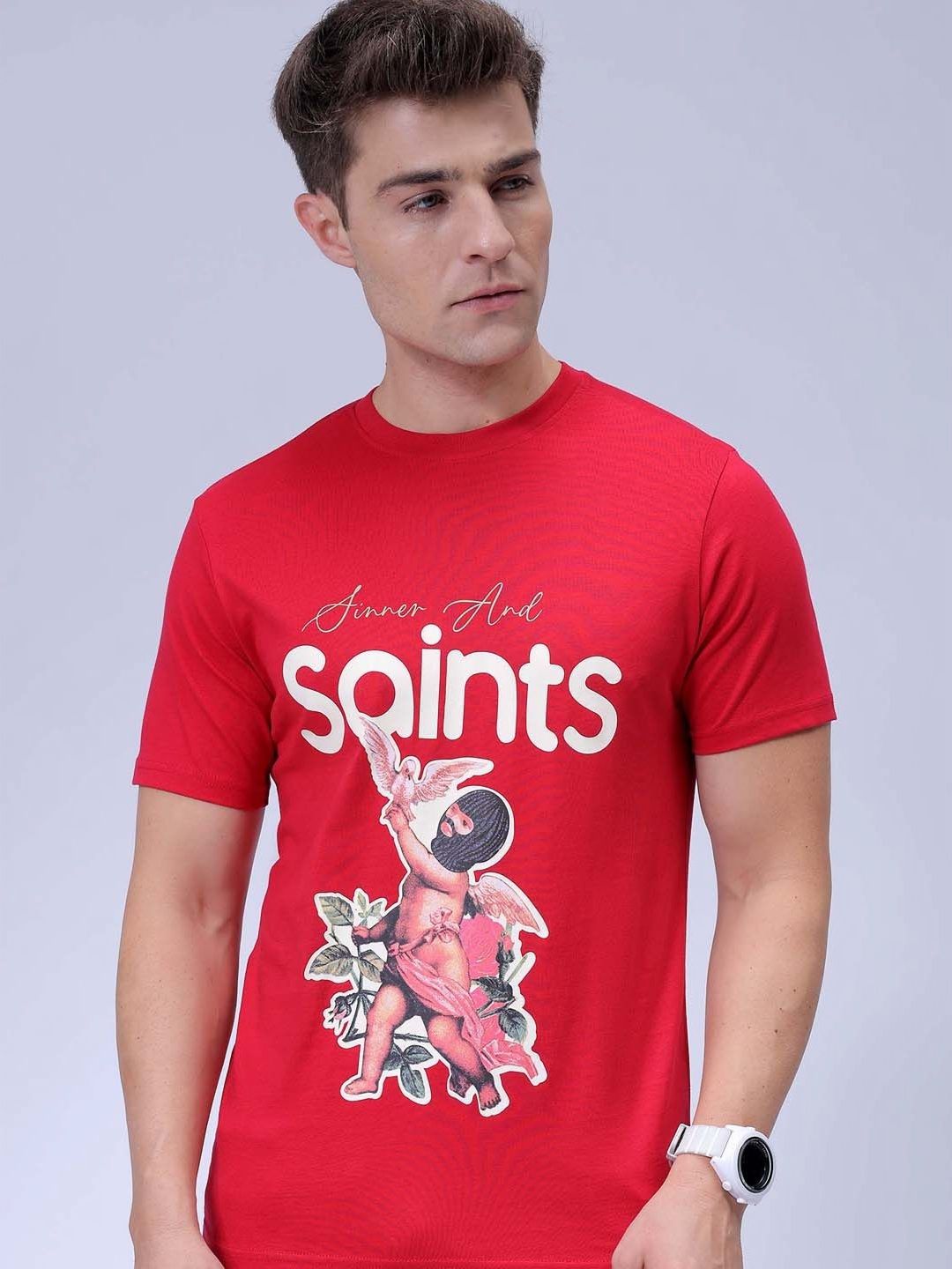 The Indian Garage Co Men Graphic Printed Pure Cotton Slim Fit T-shirt