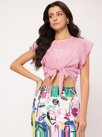 DressBerry Blissful Bows Textured Crop Top