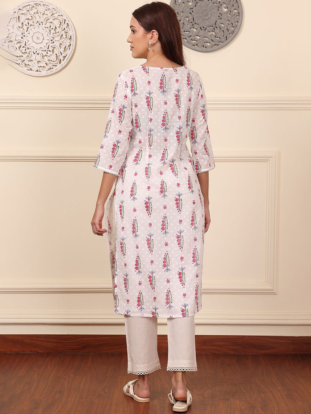 W Women Floral Printed Sequinned Kurta
