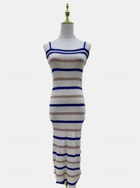 DressBerry Striped Shoulder Straps Sheath Midi Dress