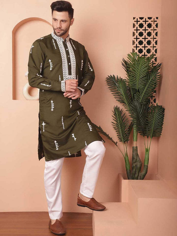 Jompers Ethnic Motifs Embroidered Regular Straight Kurta With Pyjamas