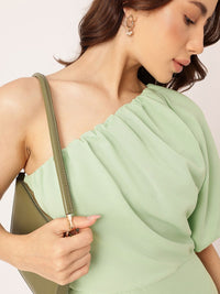 DressBerry Trendy Luxe One Shoulder Gathered A-Line Mini Dress